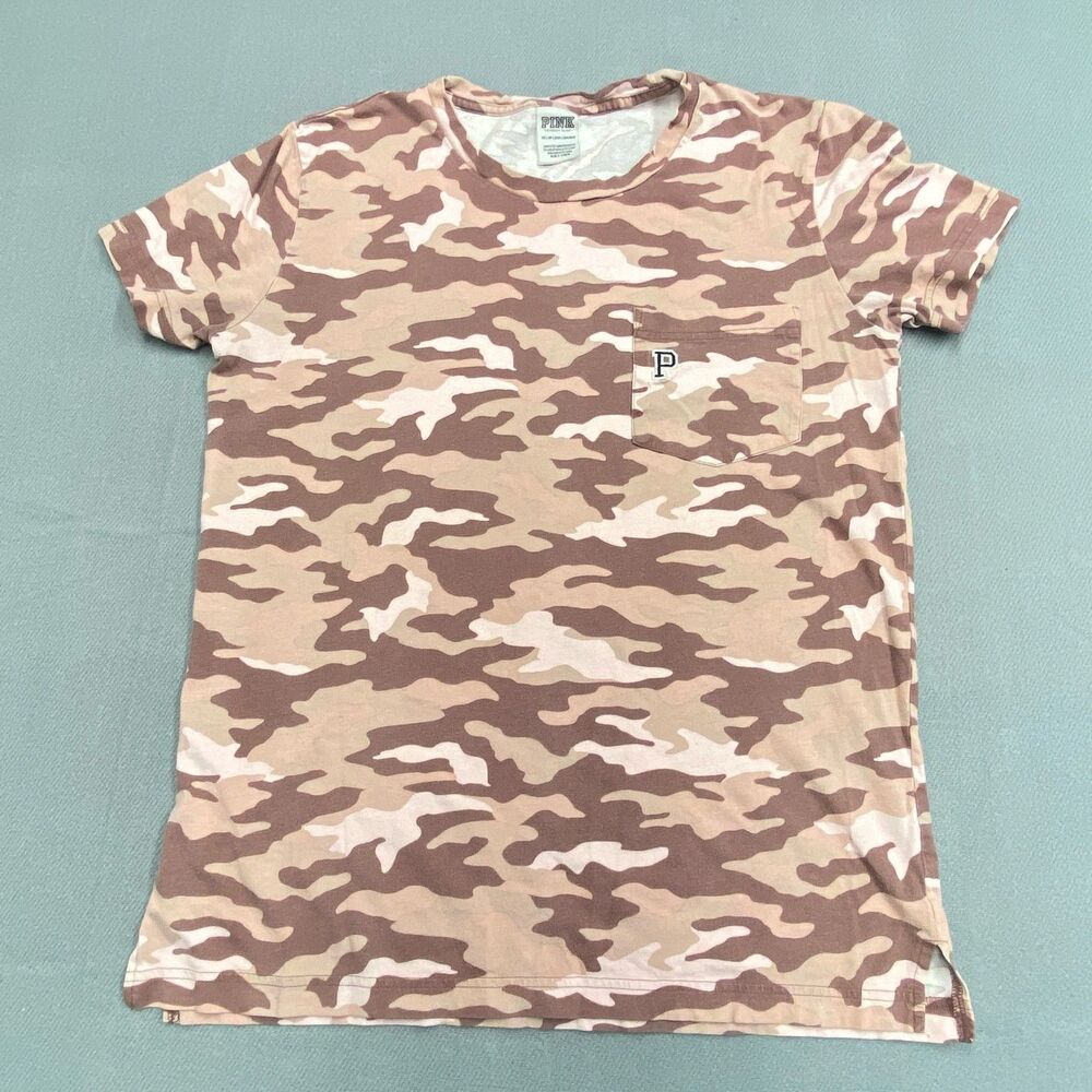 Pink Camouflage pocket tee shirt Victoria's Secret PINK Women's XS  back graphic